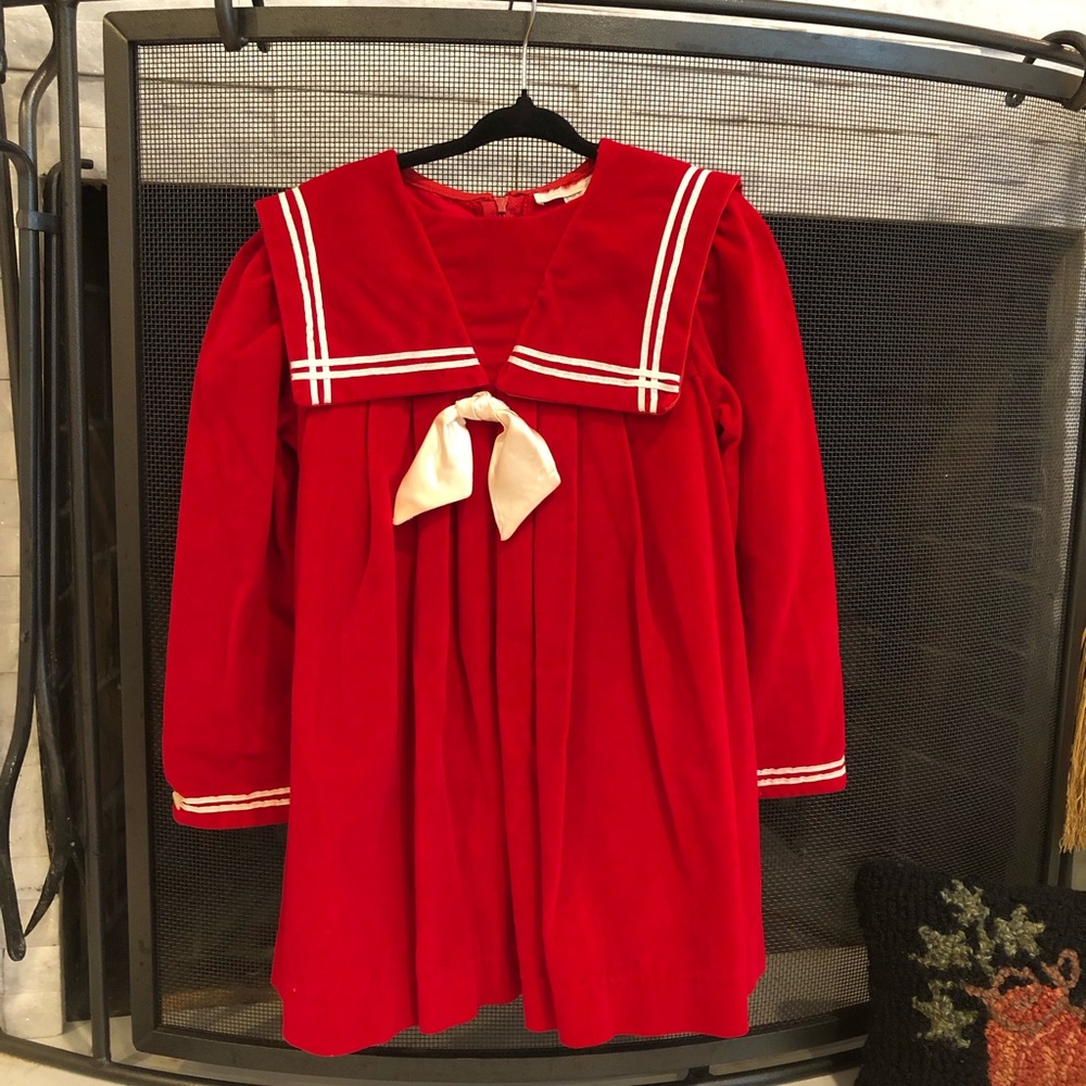 Vintage Red Sailor Dress with White Accents